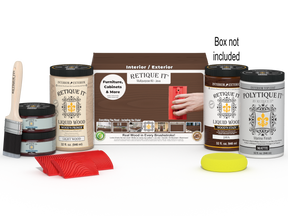 Large Java Wood'n Kit by Retique It® for exterior top coat, includes wood finish supplies and applicator tools.