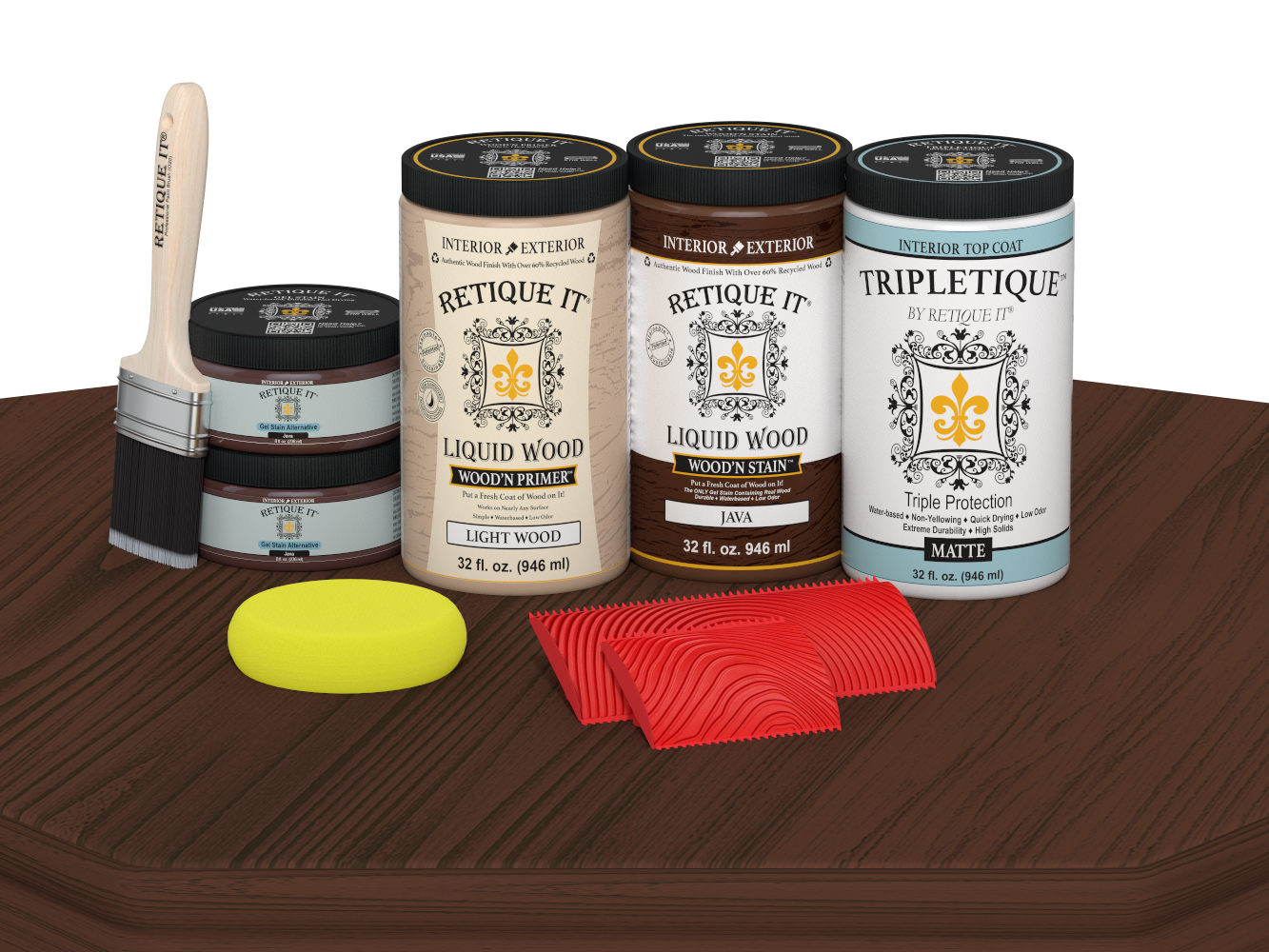 Retique It® Java countertop kit stain shown on a kitchen countertop with a matte finish, enhancing the full kitchen look.