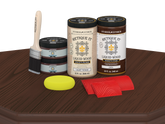 Retique It® Wood'n Cabinet Kit in Java stain showing 12-door grained wood finish on a table surface.