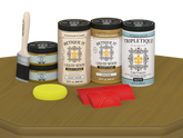 Large Old Oak Wood'n Finish Kit by Retique It® with matte interior top coat, featuring wood stain and finishing tools.