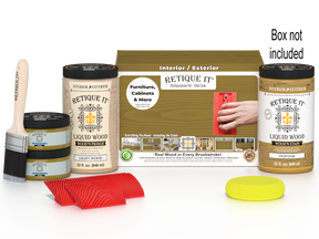 Large Old Oak Wood'n Finish Kit from Retique It® with wood stain and tools for multi-purpose wood finishing projects.