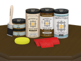 Large Dark Pecan Wood'n Finish Kit by Retique It® for interior wood projects with matte top coat and multiple application tools.