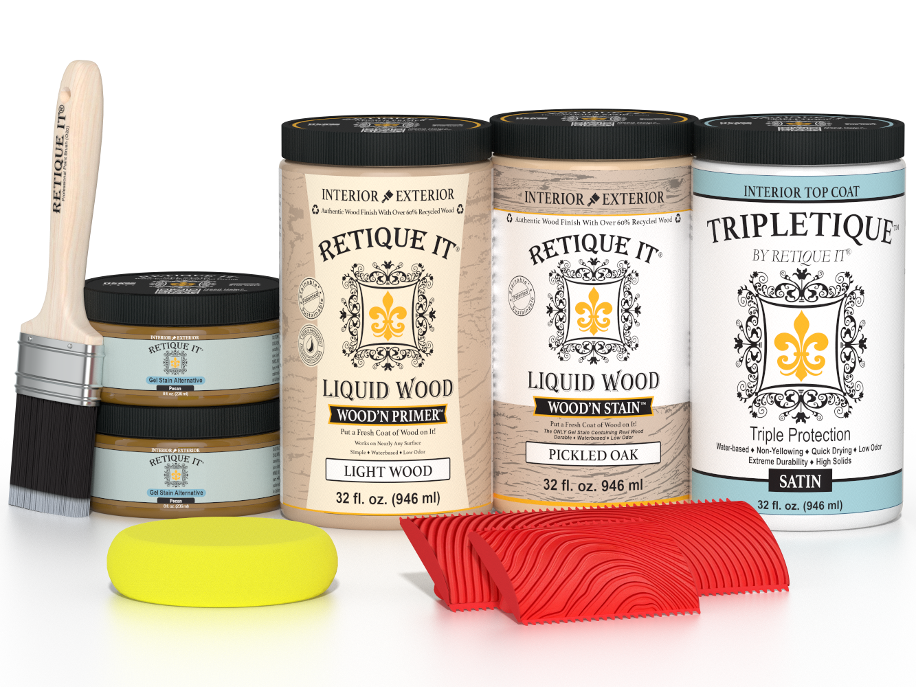 Large Wood'n Kit by Retique It in Pickled Oak for interior top coat, featuring satin finish on wood surfaces.