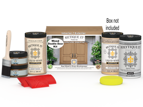 Double front door kit by Retique It in Pickled Oak wood stain, featuring a natural wood finish for a stylish entryway.