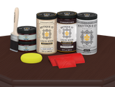 Large Red Mahogany Wood'n Finish Kit from Retique It® with exterior top coat and matte finish, shown with wood surface.