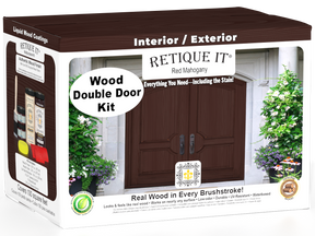 Double red mahogany wood stain front door kit by Retique It, featuring natural wood finish for a stylish exterior door.