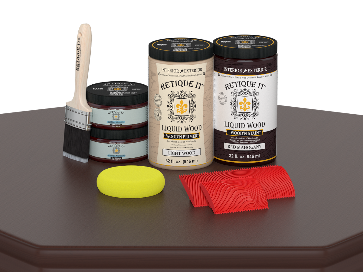 Large Red Mahogany Wood'n Finish Kit by Retique It® for multi-purpose woodworking and furniture finishing projects.