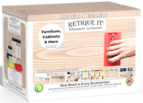 Large Sun Bleached Wood'n Kit by Retique It® for exterior wood finishing, includes wood finish products in a box display.