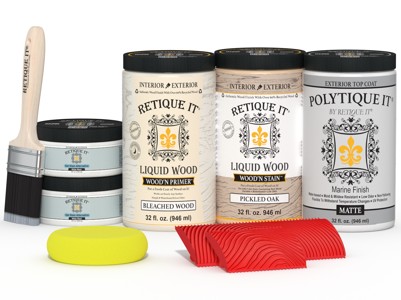 Large Sun Bleached Wood'n Kit exterior top coat from Retique It® Wood'n Finish Kits, matte finish on wood surface.