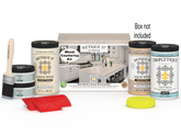 Sun bleached wood countertop kit by Retique It® for full kitchen renovation, includes all materials in a box.