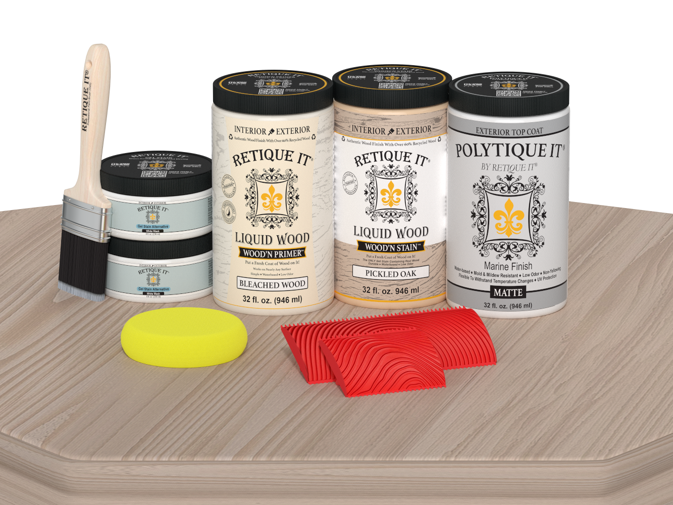 Retique It Wood'n Finish Front Door Kit in Sun Bleached for double doors, featuring matte finish and wood grain details.