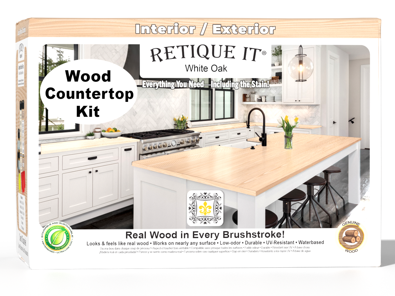 Retique It® White Oak countertop kit with stain, showcasing a full kitchen countertop surface in natural wood finish.