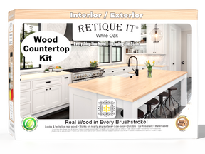 Retique It® White Oak countertop kit with stain, showcasing a full kitchen countertop surface in natural wood finish.