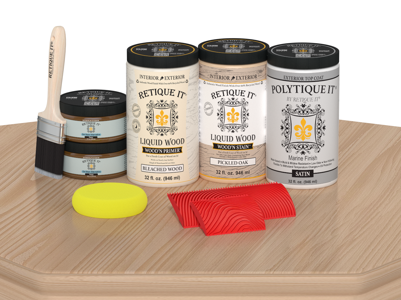 Retique It® Wood'n Finish Double Front Door Kit in White Oak stain with satin finish, showing the door's smooth, finished surface.