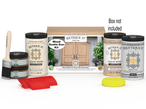 Double white oak front door kit by Retique It, featuring stained wood finish for an elegant exterior door appearance.