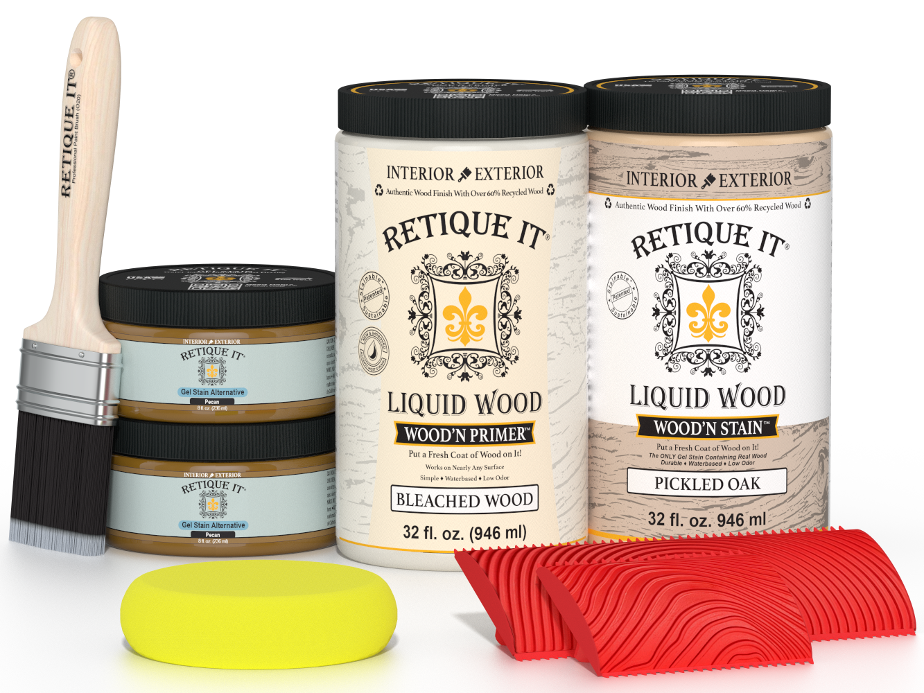 Large White Oak Wood'n Finish Kit by Retique It® featuring tools and materials for multi-purpose wood finishing projects.