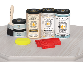 Large White Wash Wood'n Finish Kit by Retique It® for interior top coat application, matte finish on wood surface