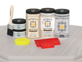 Retique It Wood'n Finish Front Door Kit (Double) in White Wash stain, with matte finish on a table, showing door and stain details.