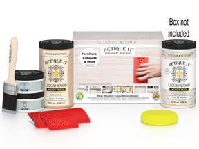 Large White Wash Wood'n Finish Kit by Retique It®, featuring wood finish tools and supplies in a white wash design.