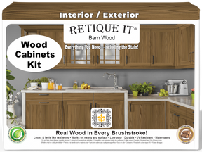 Modern walnut Wood'n Cabinet Kit with 24 grained doors by Retique It®, featuring natural wood stain finish for contemporary cabinetry.