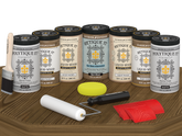 Retique It Barn Wood stain kit for front and garage doors, matte finish applied on barn wood surface, suitable for wood door projects.