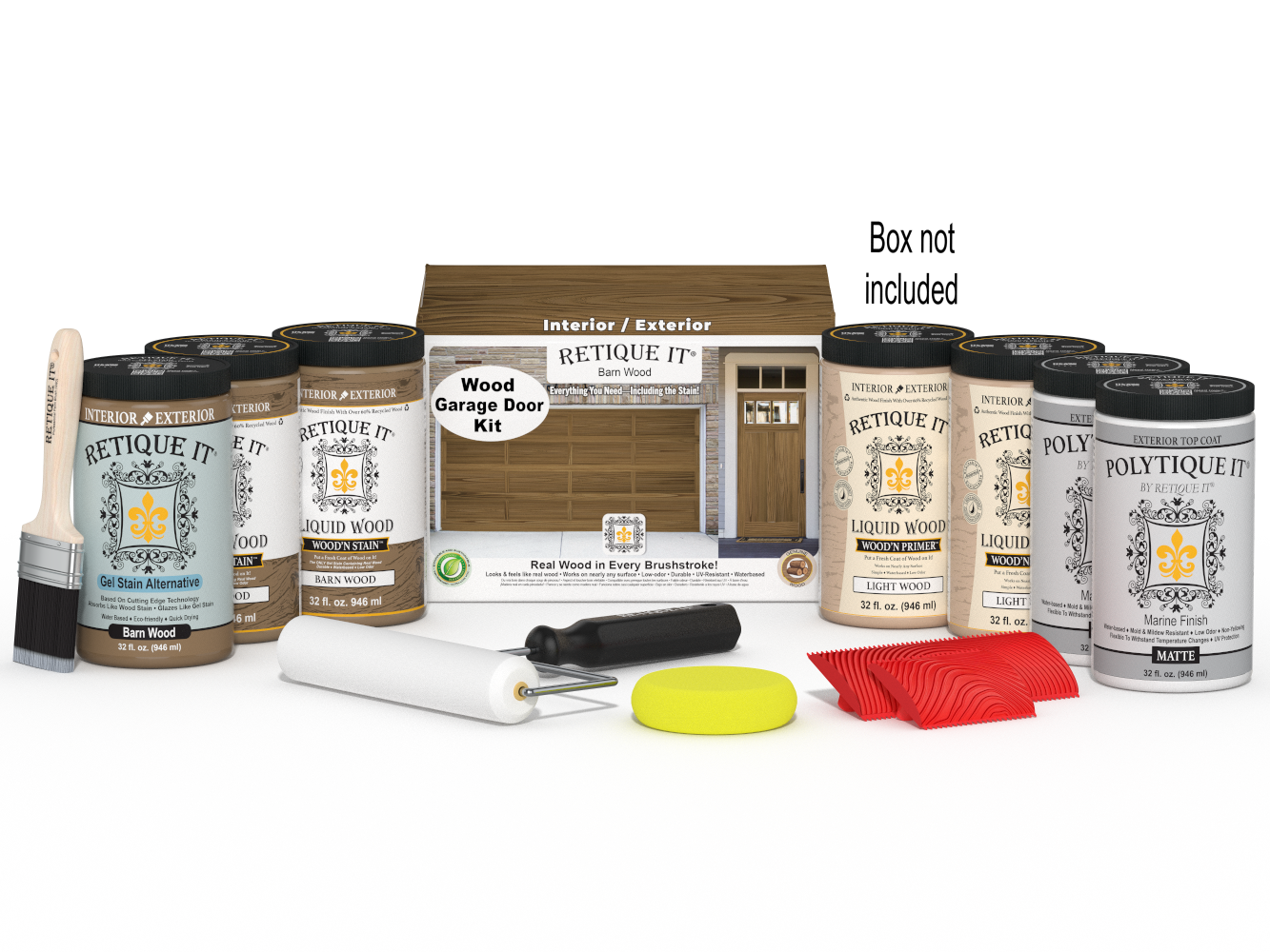 Retique It Wood'n Door Kit for front and garage barn wood doors featuring stain application and natural wood finish.