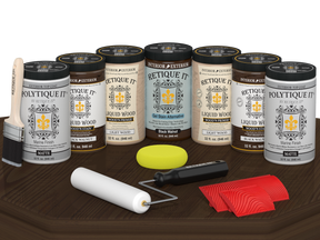 Retique It Wood'n Door Kit in Black Walnut stain, featuring matte finish on front and garage door surfaces.