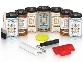 Retique It® Wood'n Cabinet Kit with 24 cedar grained, matte stain finish for cabinets, showcasing natural wood texture.