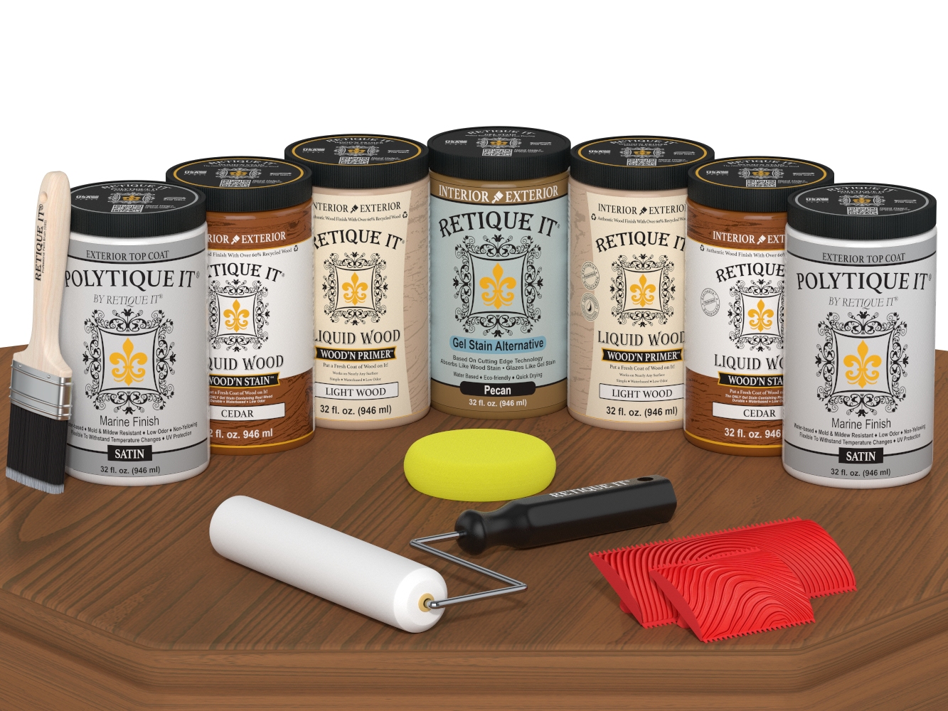Retique It Wood'n Door Kit in cedar stain for front and garage doors, satin finish, featuring wood stain on a door panel.