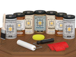 Retique It Wood'n Door Kit in cedar stain for front and garage doors, satin finish, featuring wood stain on a door panel.