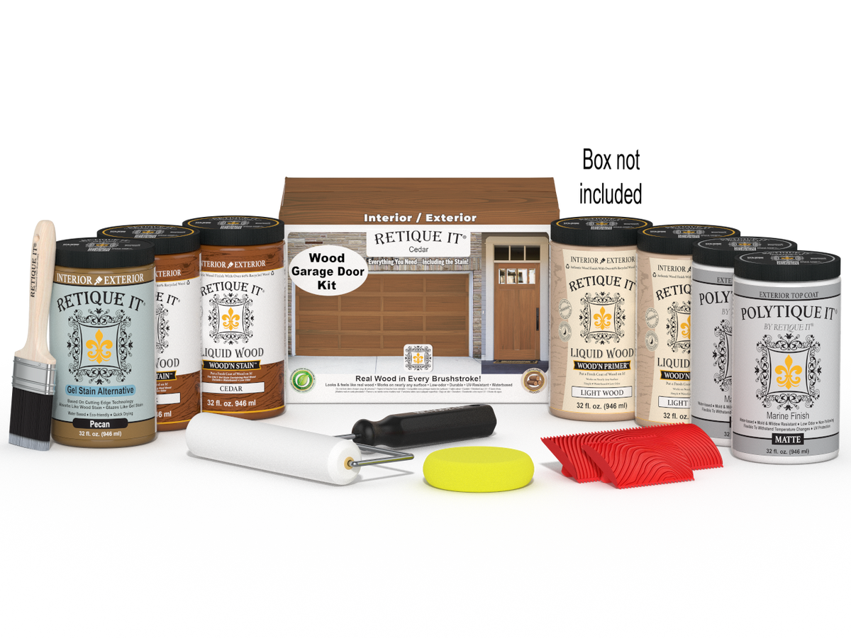 Wood'n Door Kit (Front & Garage Door) - Cedar — Matte kit contents with door box
