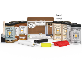 Retique It Wood'n Door Kit for front and garage doors in cedar stain, including stain and application tools.