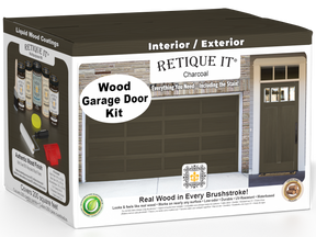 Retique It Wood'n Door Kit in Charcoal stain for front and garage doors, featuring natural wood finish and durable stain application.