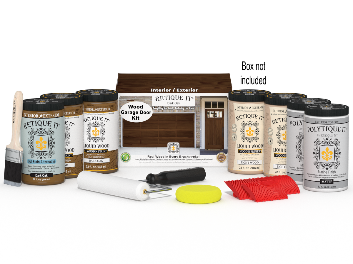 Wood'n Door Kit (Front & Garage Door) - Dark Oak — Matte kit contents with door box