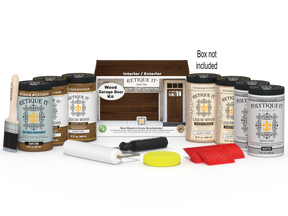 Retique It Wood'n Door Kit for front and garage doors in dark oak stain, includes stain and application tools for wood doors.