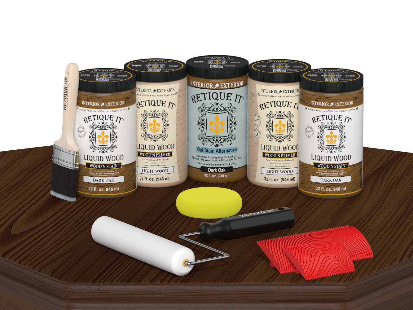 Dark oak Wood'n Cabinet Kit with 24 grained doors from Retique It®, featuring stained wood finish for cabinet transformation.