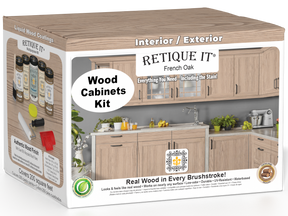 Retique It Wood'n Cabinet Kit with French Oak stain showing 24 grained cabinet doors and wood finish for furniture or cabinetry.