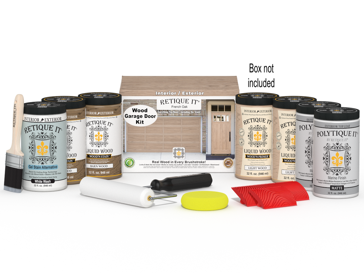 Wood'n Door Kit (Front & Garage Door) - French Oak — Matte kit contents with door box