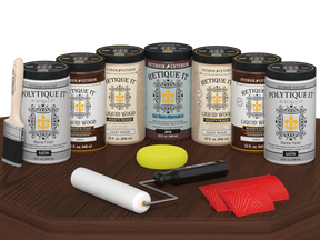 Retique It Wood'n Door Kit in Java stain for front and garage doors, satin finish, shown on a door surface.