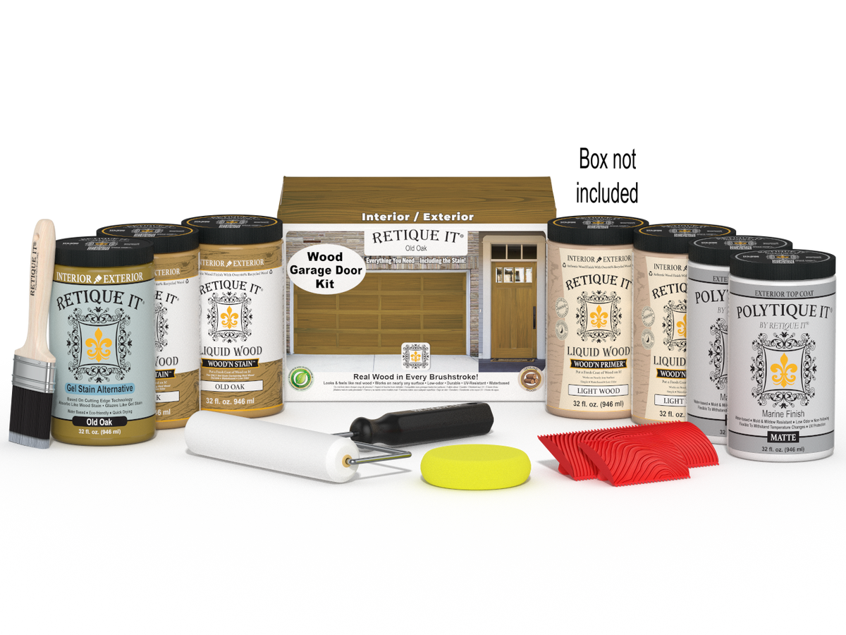 Wood'n Door Kit (Front & Garage Door) - Old Oak — Matte kit contents with door box
