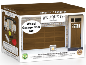 Retique It Wood'n Door Kit in Dark Pecan stain, designed for front and garage doors, showcasing a natural wood finish.