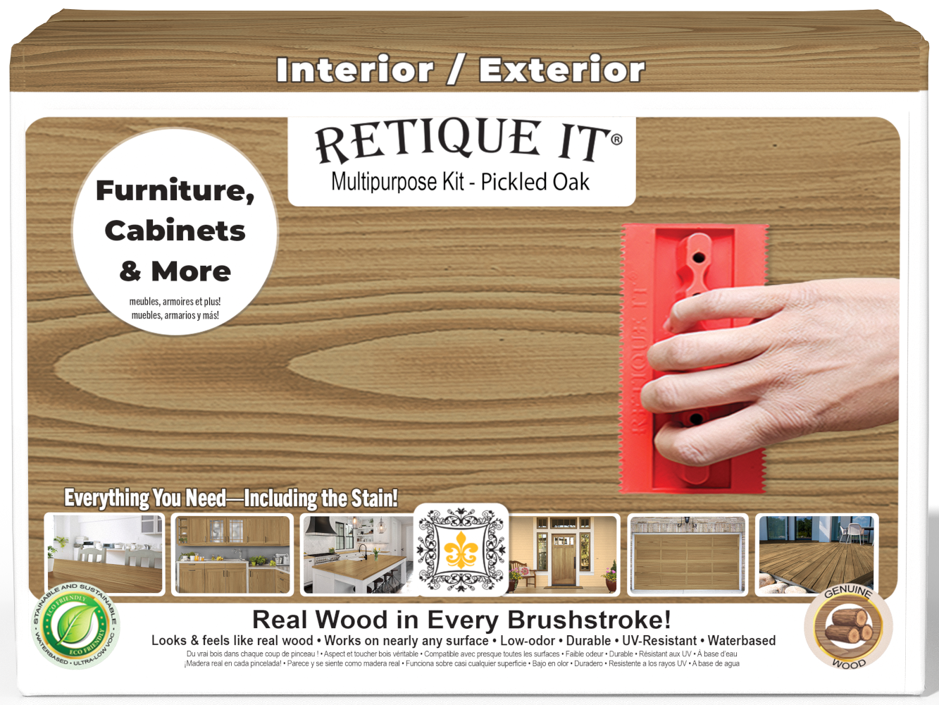 Large Wood'n Kit by Retique It® in Pickled Oak finish, includes tools and supplies for wood finishing projects.