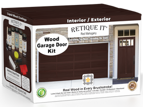 Retique It Wood'n Door Kit for front and garage doors in Red Mahogany stain, showcasing a beautifully finished wooden door.