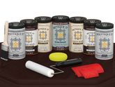 Retique It Wood'n Door Kit in Red Mahogany stain for front and garage doors, matte finish, displayed on a table.