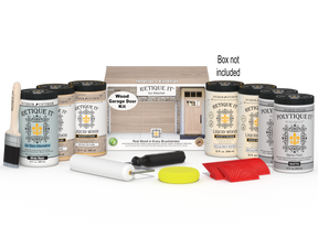 Retique It Wood'n Door Kit in Sun Bleached for front and garage doors, includes wood finish kit and tools.