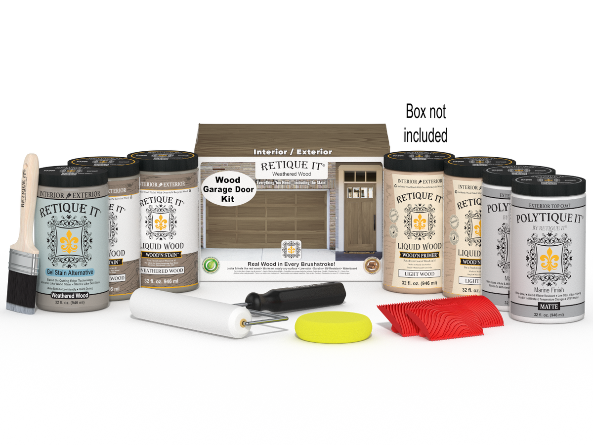 Wood'n Door Kit (Front & Garage Door) - Weathered Wood — Matte kit contents with door box