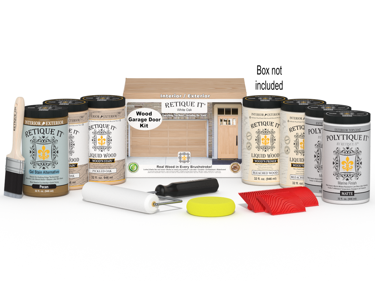 Wood'n Door Kit (Front & Garage Door) - White Oak — Matte kit contents with door box