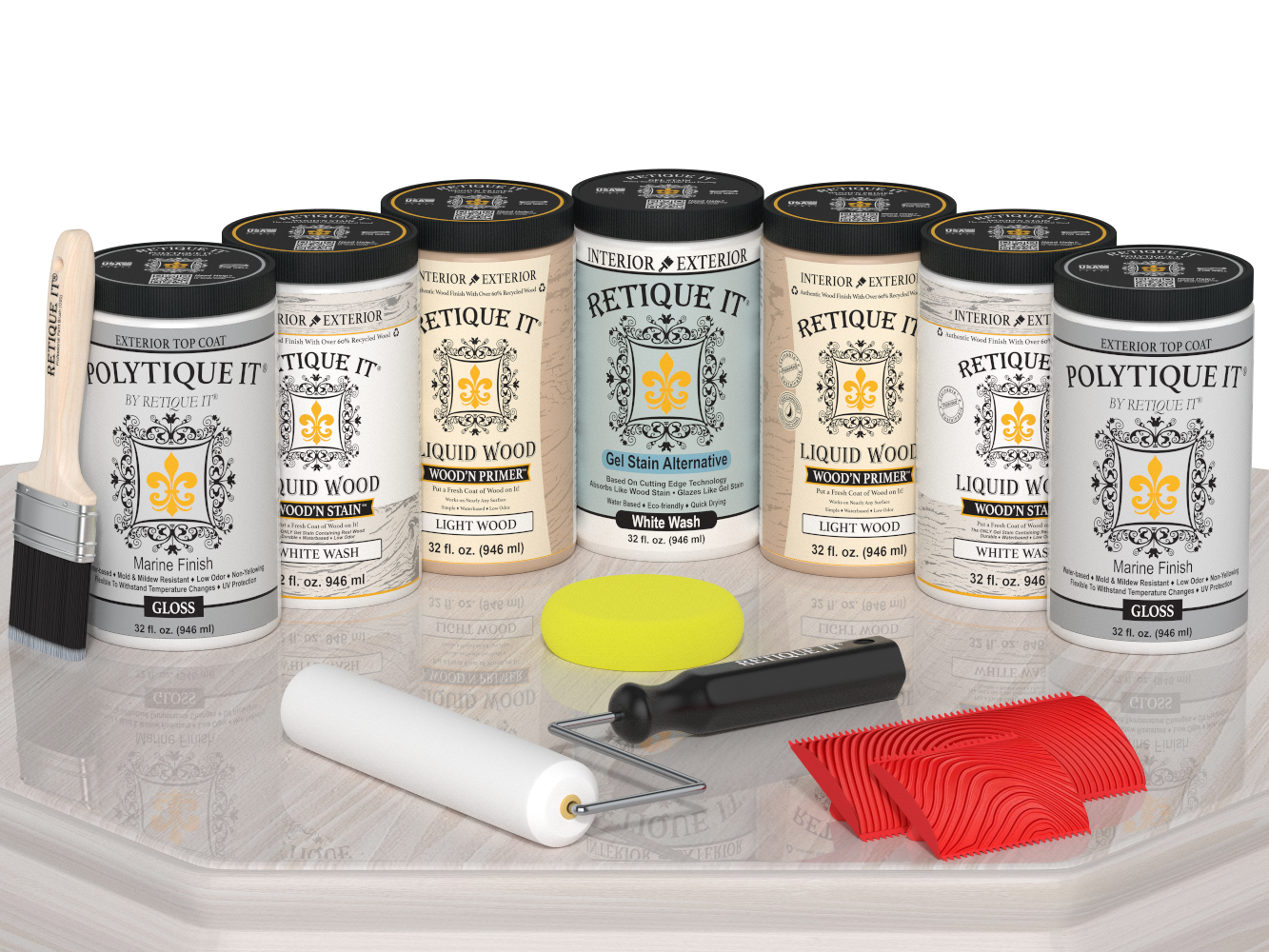 Wood'n Door Kit (Front & Garage Door) - White Wash — Gloss kit contents