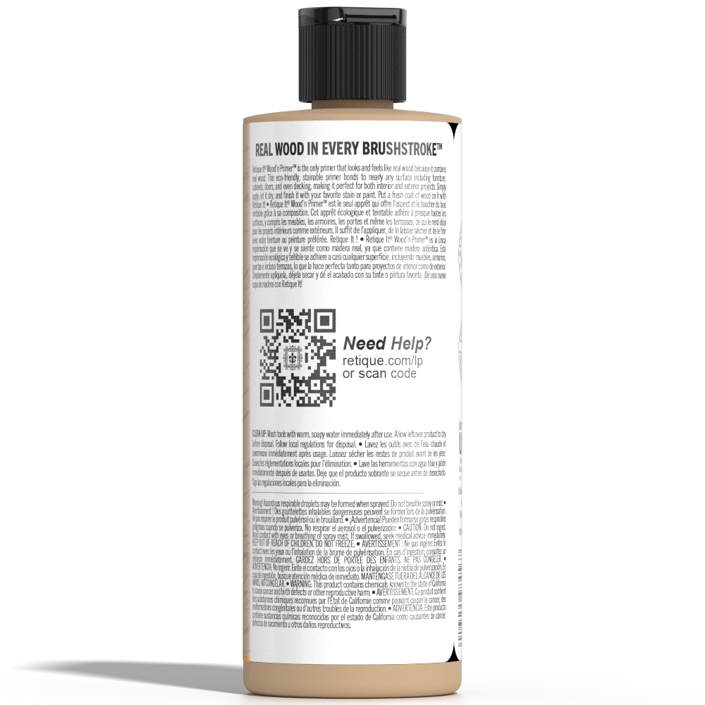 Retique It® Liquid Wood Wood'n Primer in light wood color, 8 fl oz bottle, ready for wood surface preparation.