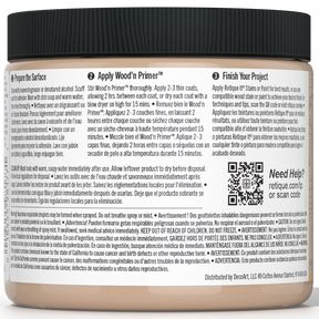 Retique It® Liquid Wood Wood'n Primer in Light Wood, 16 fl oz, showing the primer applied to a wooden surface.